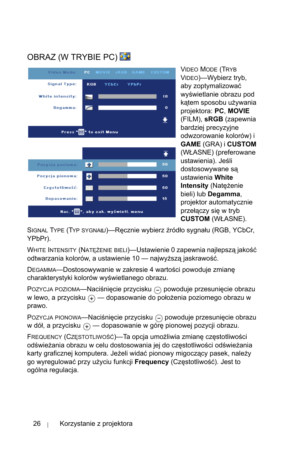 Obraz (w trybie pc) | Dell 1800MP Projector User Manual | Page 956 / 1096