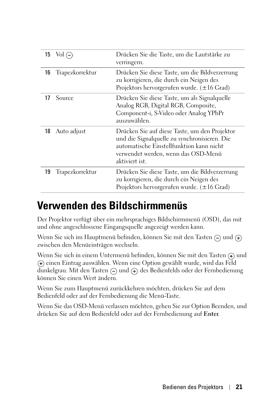 Verwenden des bildschirmmenüs | Dell 1800MP Projector User Manual | Page 99 / 1096