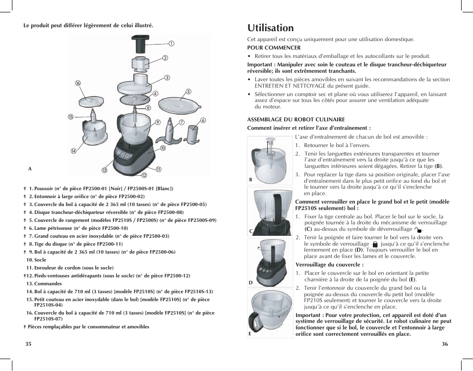 Utilisation | Black & Decker FP2510S User Manual | Page 19 / 29