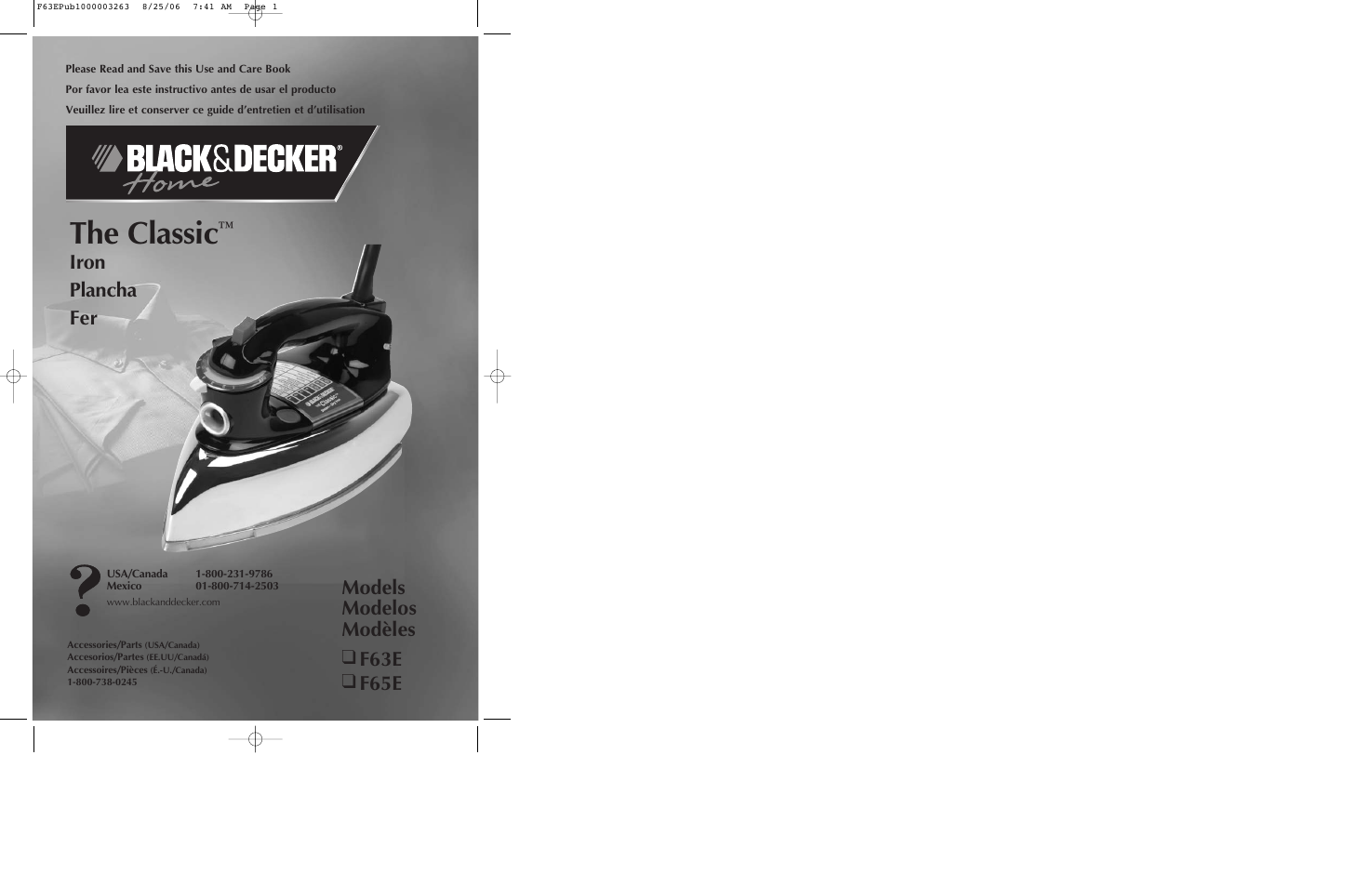 Black & Decker THE CLASSIC F63E User Manual | 13 pages
