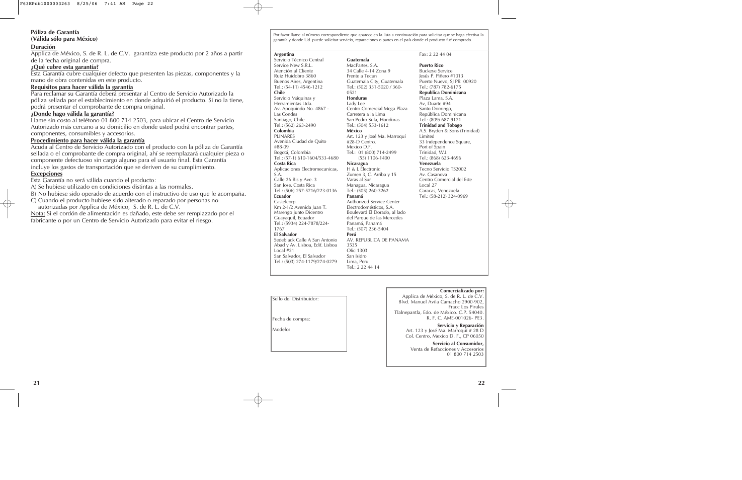 Black & Decker THE CLASSIC F63E User Manual | Page 12 / 13