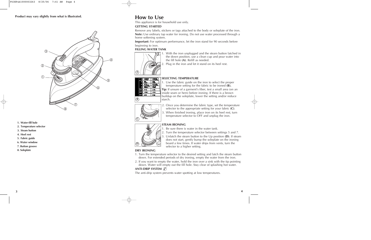 How to use | Black & Decker THE CLASSIC F63E User Manual | Page 3 / 13