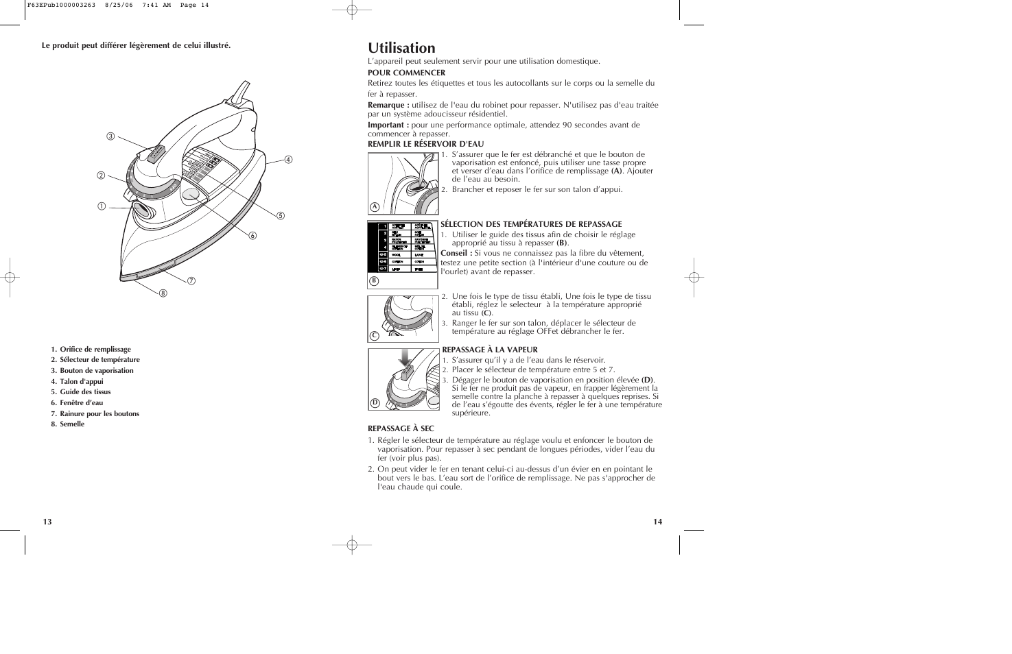 Utilisation | Black & Decker THE CLASSIC F63E User Manual | Page 8 / 13