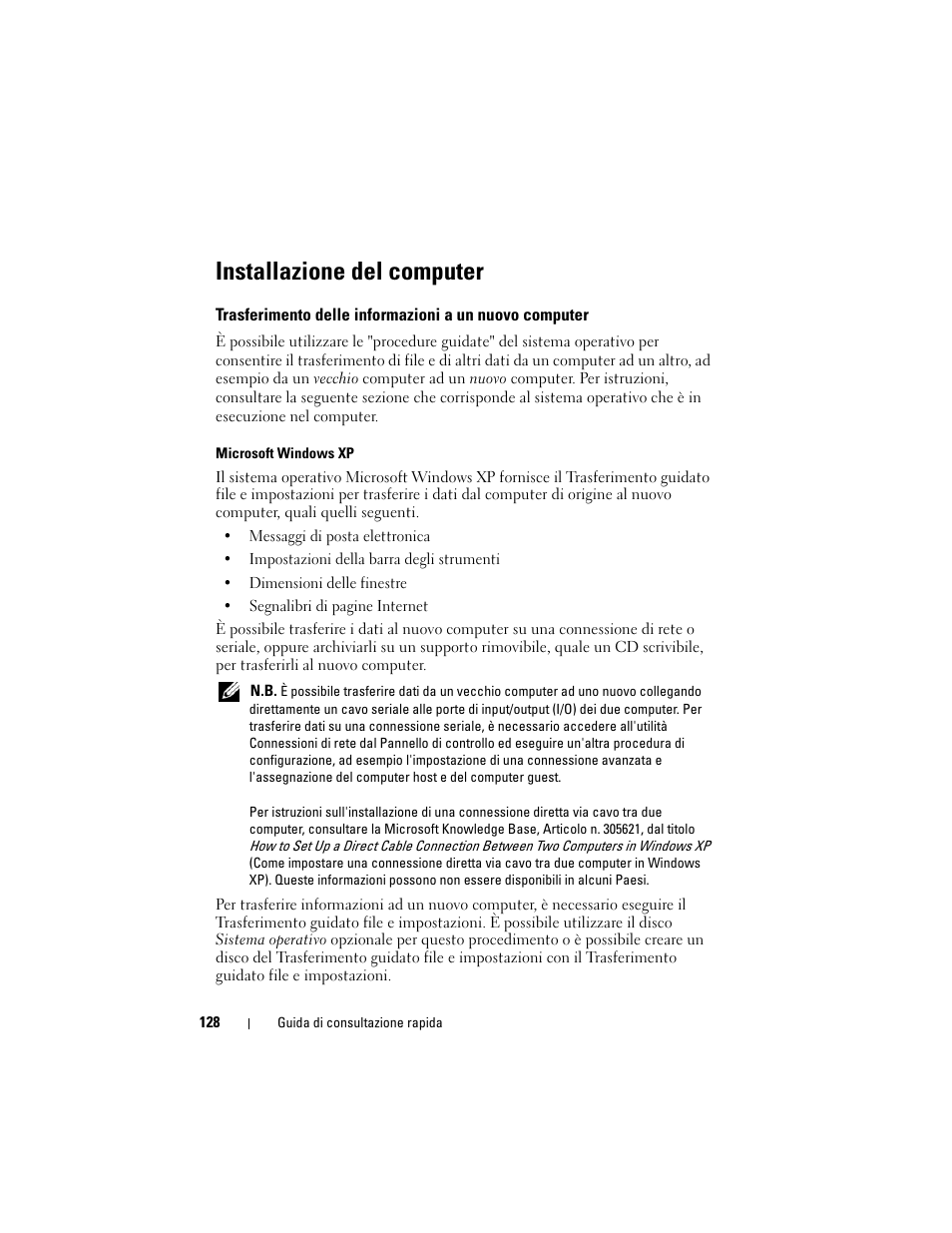 Installazione del computer | Dell Latitude D530 (Early 2008) User Manual | Page 128 / 194