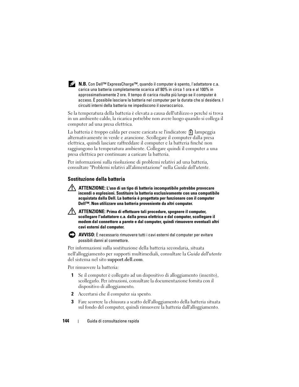 Sostituzione della batteria | Dell Latitude D530 (Early 2008) User Manual | Page 144 / 194