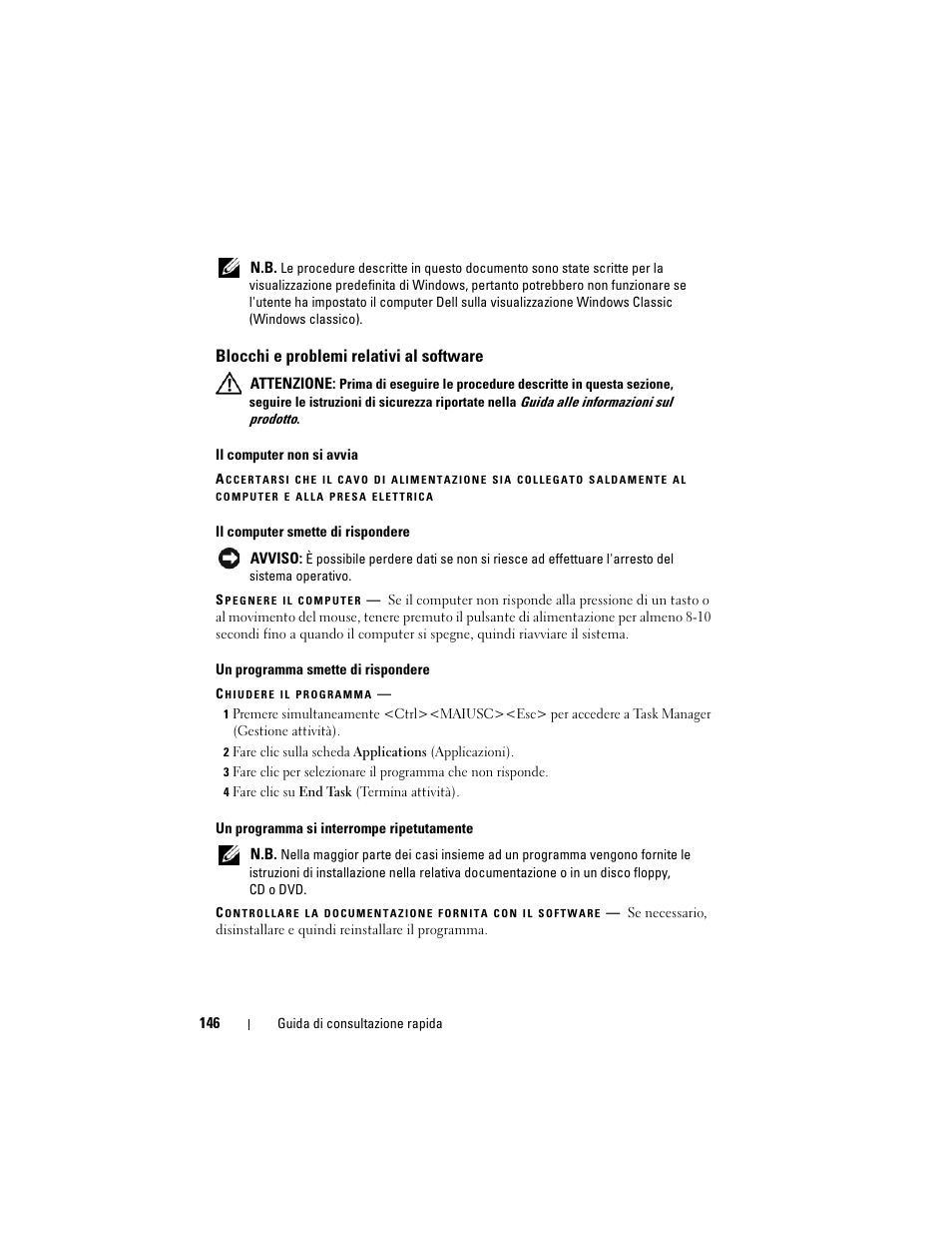 Blocchi e problemi relativi al software | Dell Latitude D530 (Early 2008) User Manual | Page 146 / 194