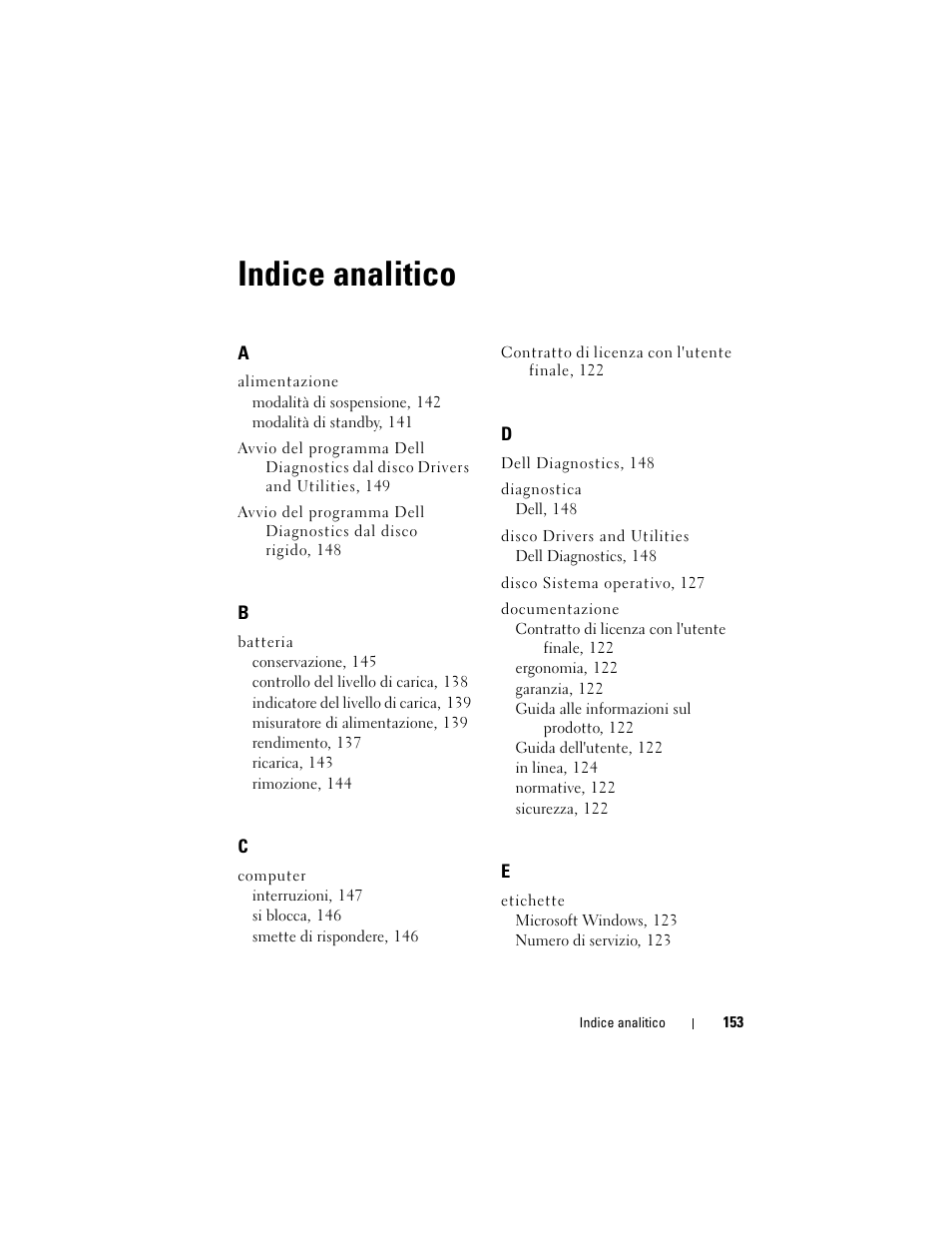 Indice analitico | Dell Latitude D530 (Early 2008) User Manual | Page 153 / 194