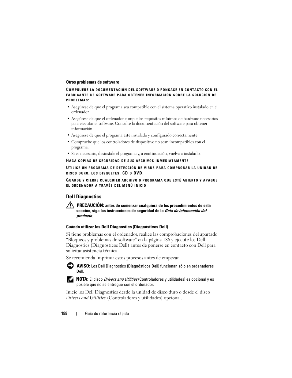 Dell diagnostics | Dell Latitude D530 (Early 2008) User Manual | Page 188 / 194