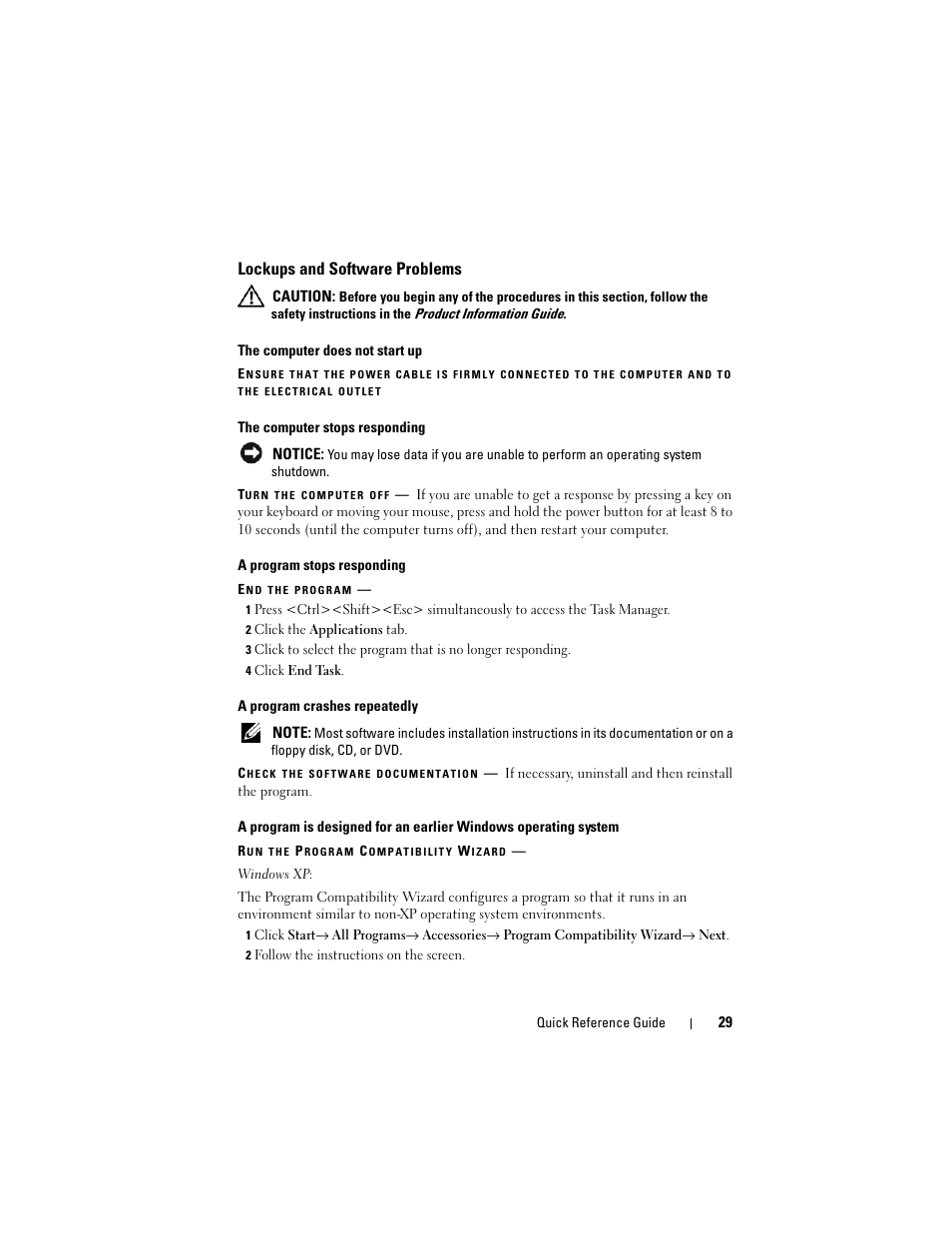 Lockups and software problems | Dell Latitude D530 (Early 2008) User Manual | Page 29 / 194