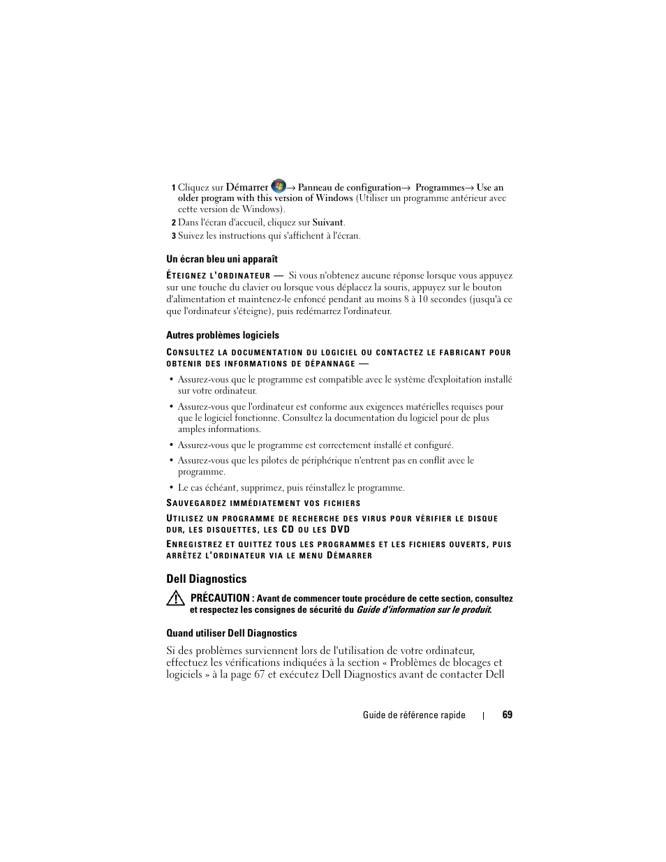 Dell diagnostics | Dell Latitude D530 (Early 2008) User Manual | Page 69 / 194