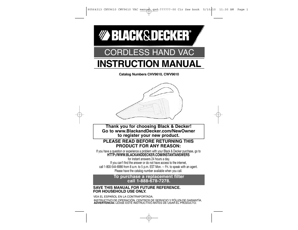 Black & Decker CHV9610 User Manual | 15 pages