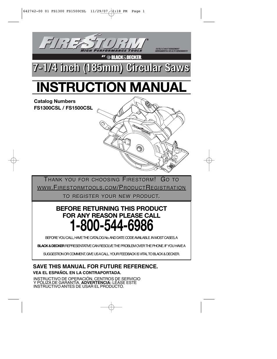 Black & Decker FS1300CSL User Manual | 44 pages