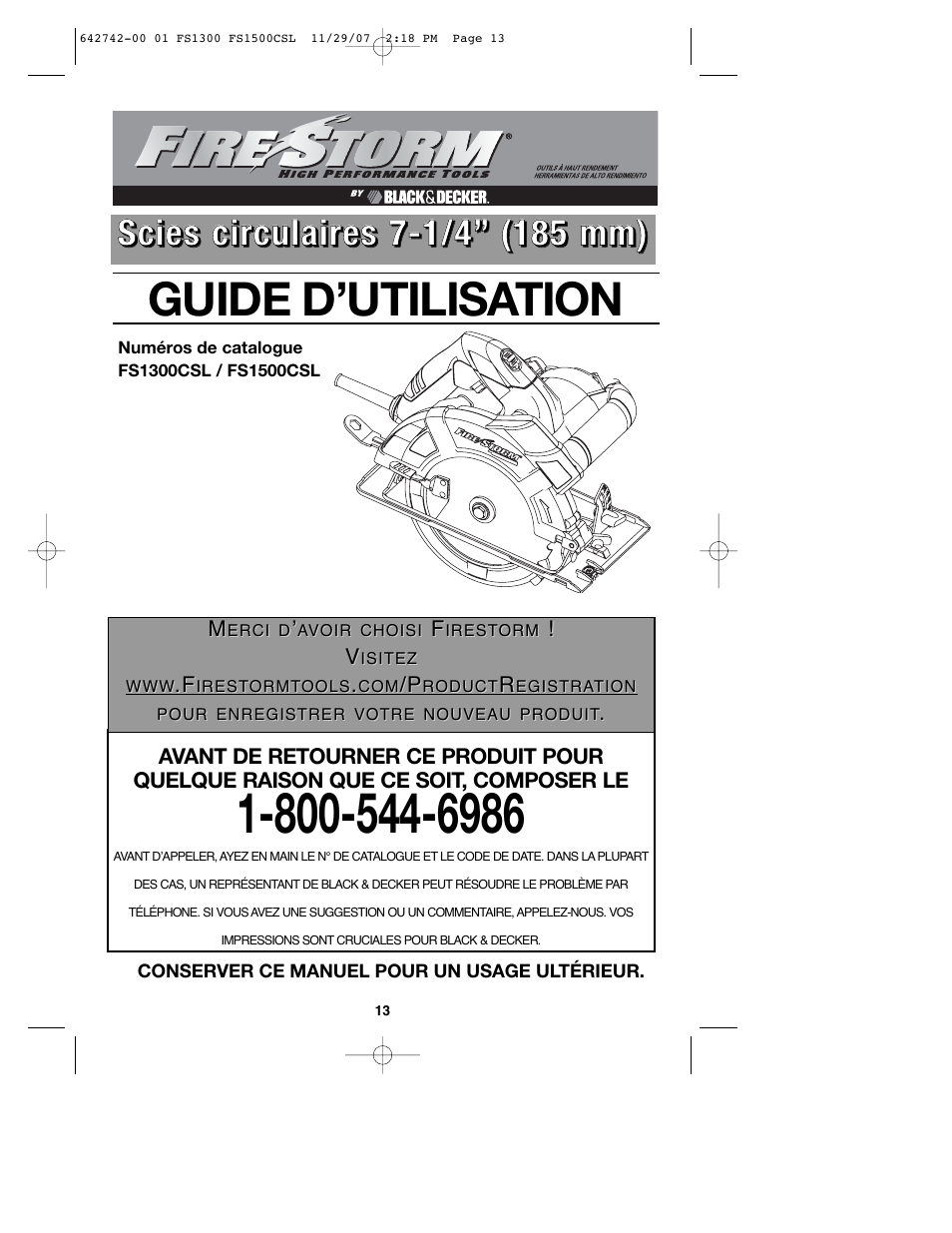 Guide d’utilisation | Black & Decker FS1300CSL User Manual | Page 13 / 44