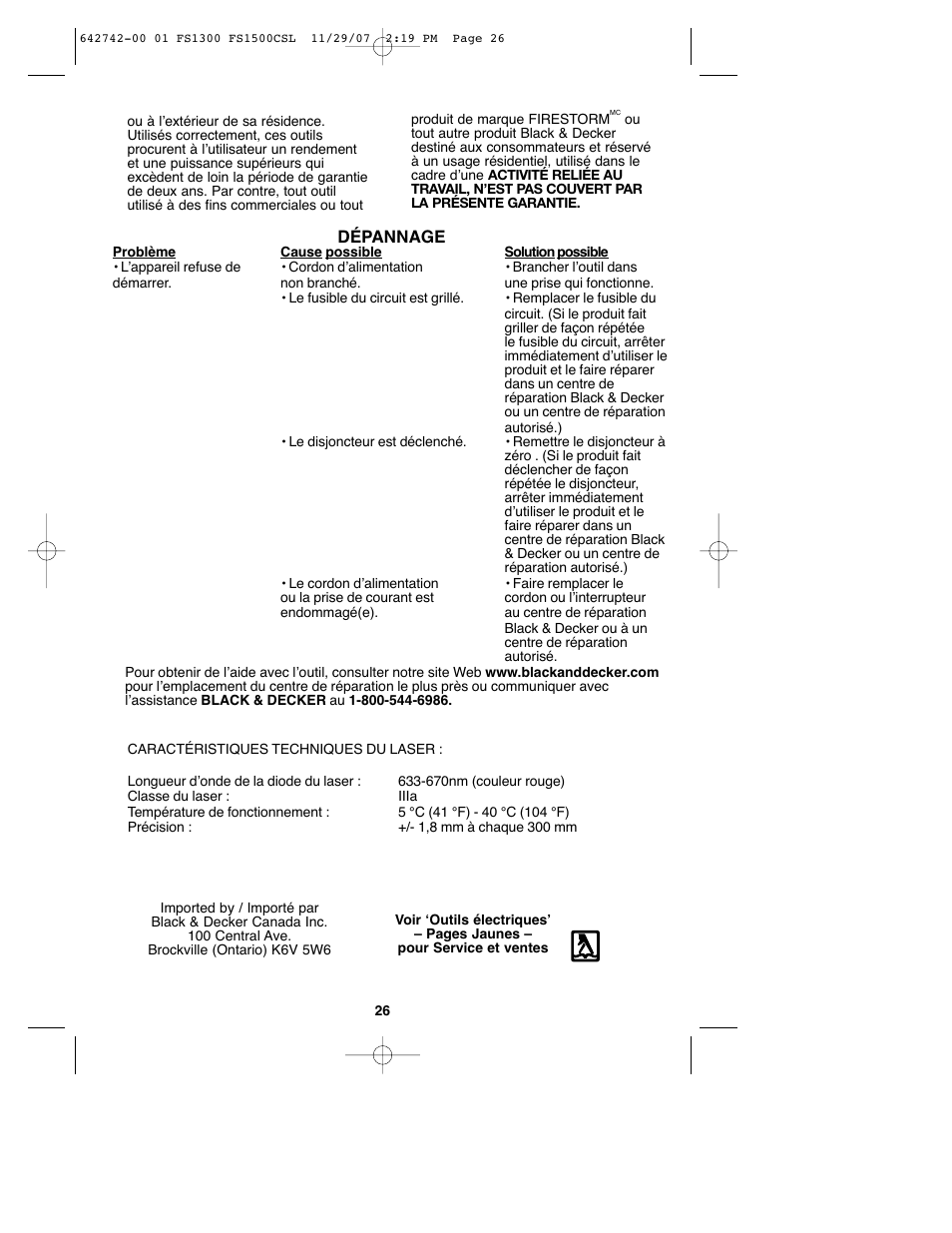 Black & Decker FS1300CSL User Manual | Page 26 / 44