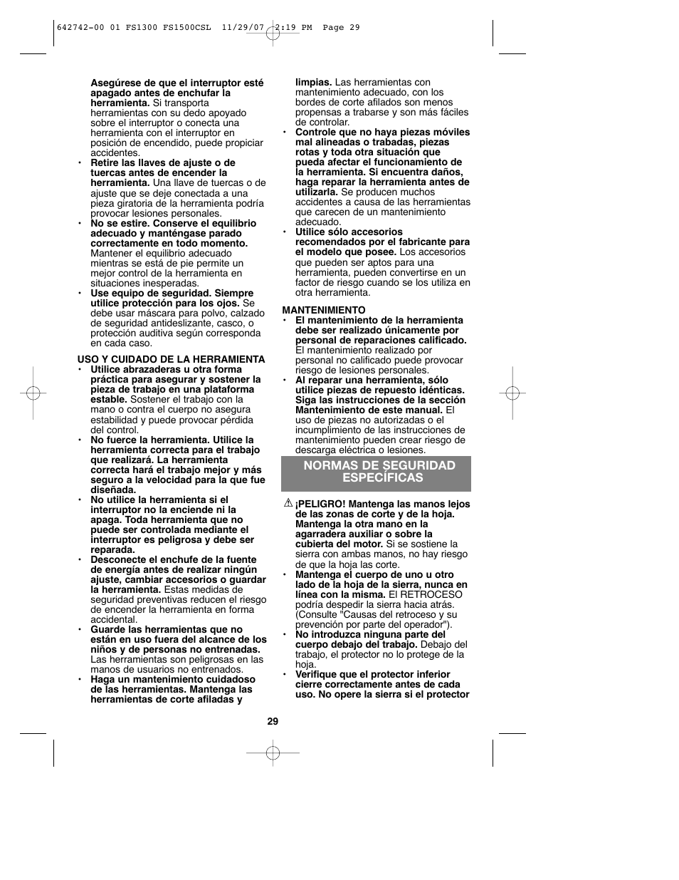 Black & Decker FS1300CSL User Manual | Page 29 / 44