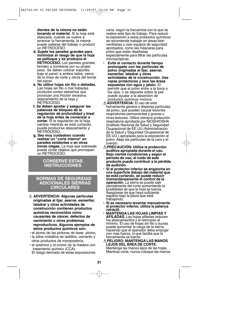 Black & Decker FS1300CSL User Manual | Page 31 / 44