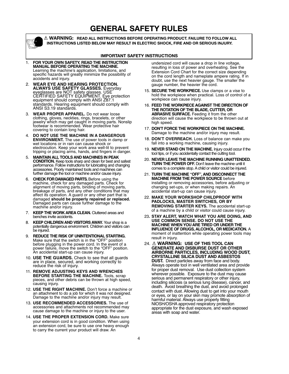 General safety rules | Black & Decker 90528116 User Manual | Page 4 / 60