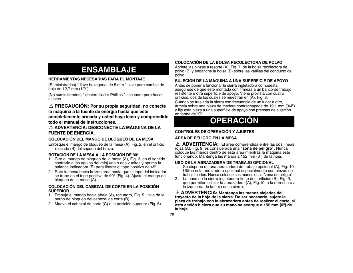 Ensamblaje operación | Black & Decker Fire Storm 90524442 User Manual | Page 78 / 89