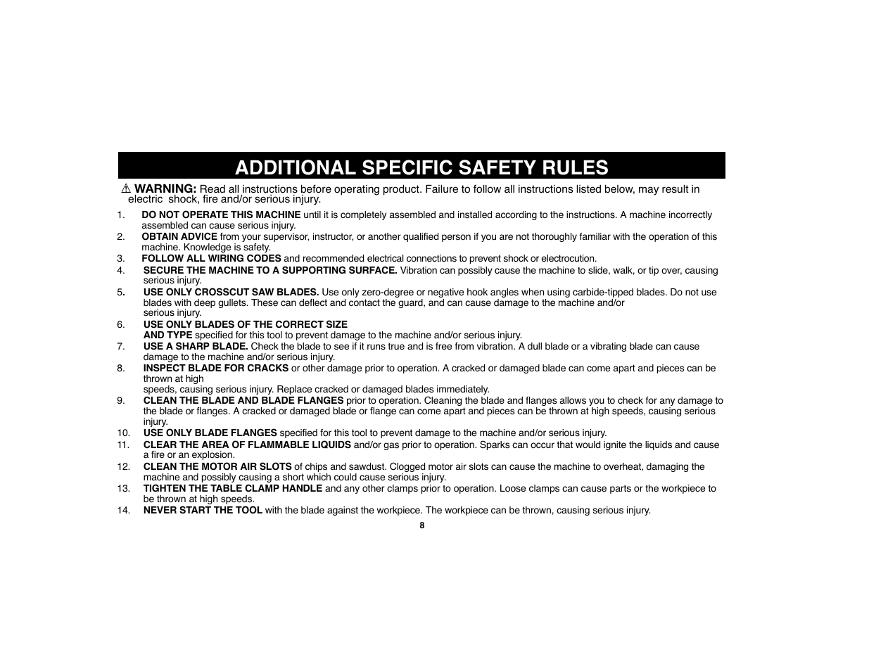 Additional specific safety rules | Black & Decker Fire Storm 90524442 User Manual | Page 8 / 89