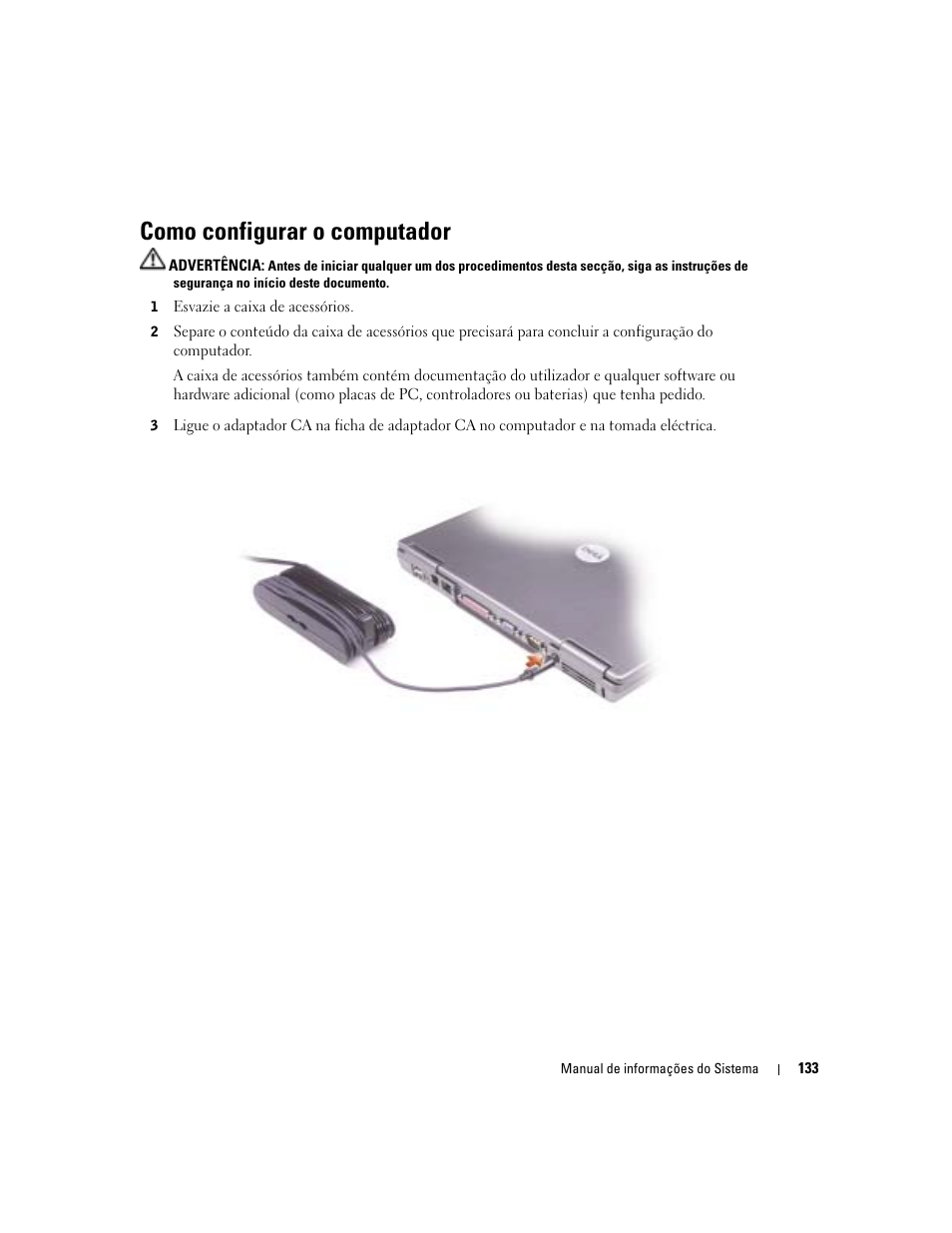 Como configurar o computador | Dell Latitude D505 User Manual | Page 135 / 172