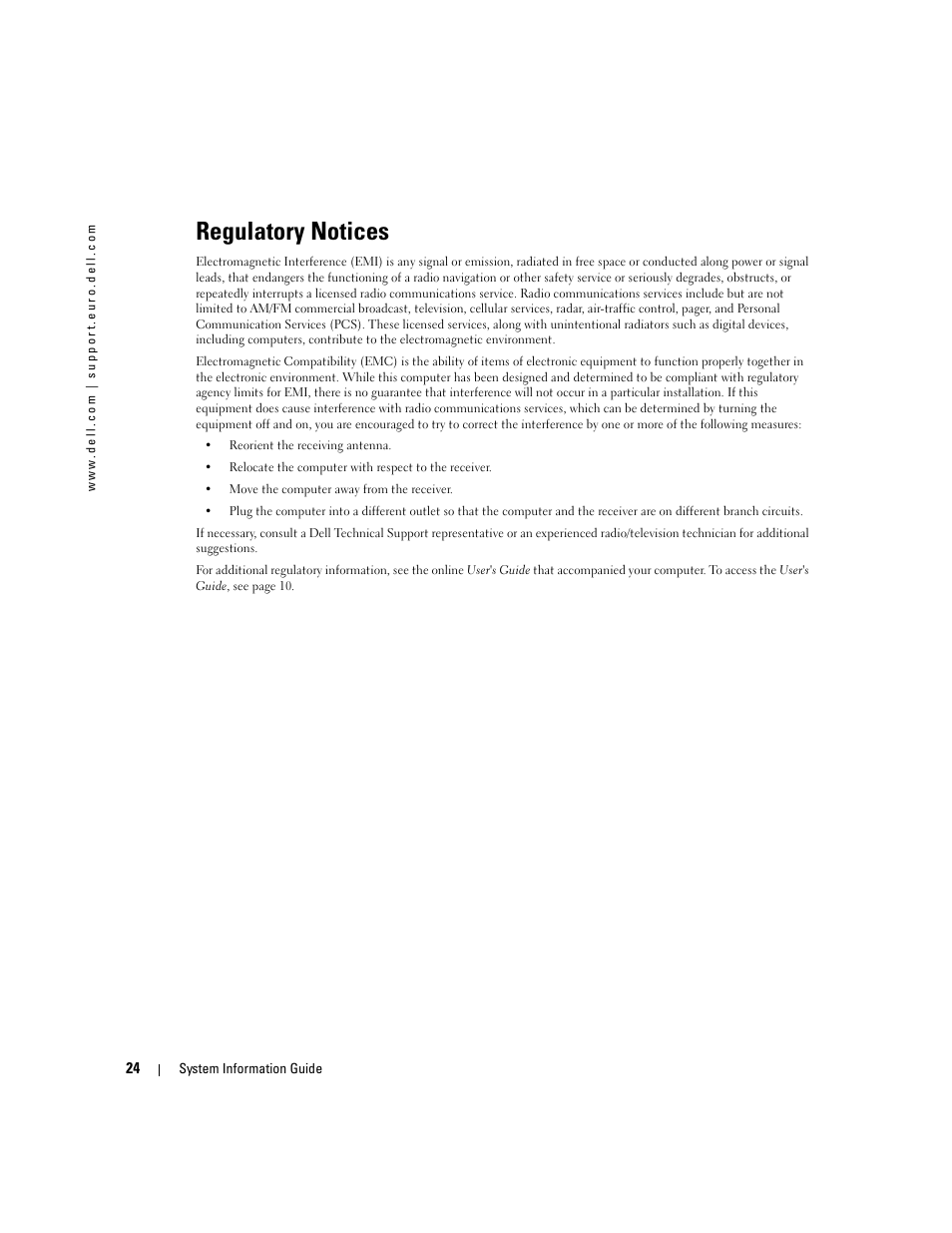 Regulatory notices | Dell Latitude D505 User Manual | Page 26 / 172