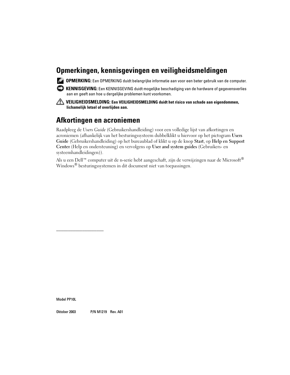 Afkortingen en acroniemen | Dell Latitude D505 User Manual | Page 28 / 172