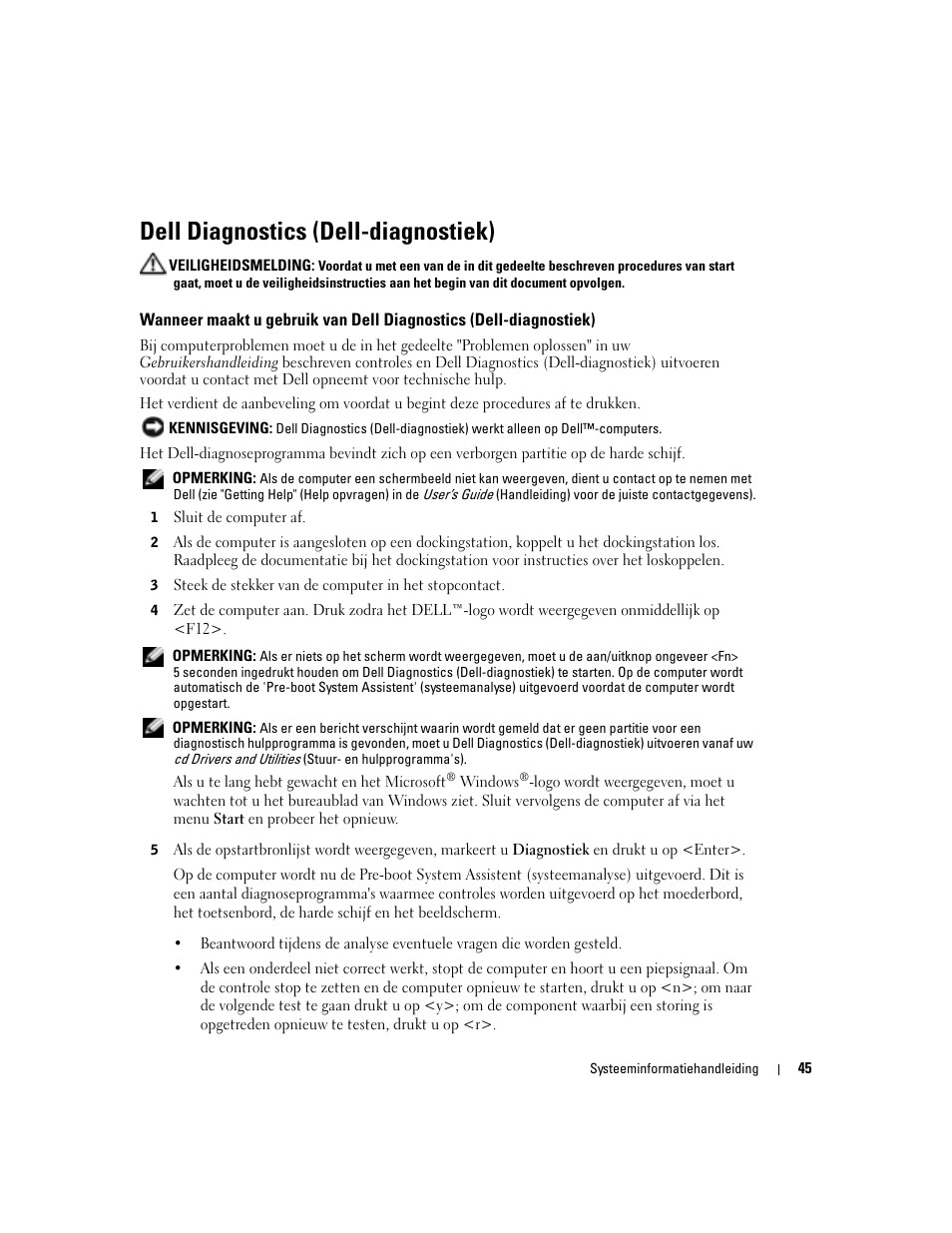 Dell diagnostics (dell-diagnostiek) | Dell Latitude D505 User Manual | Page 47 / 172