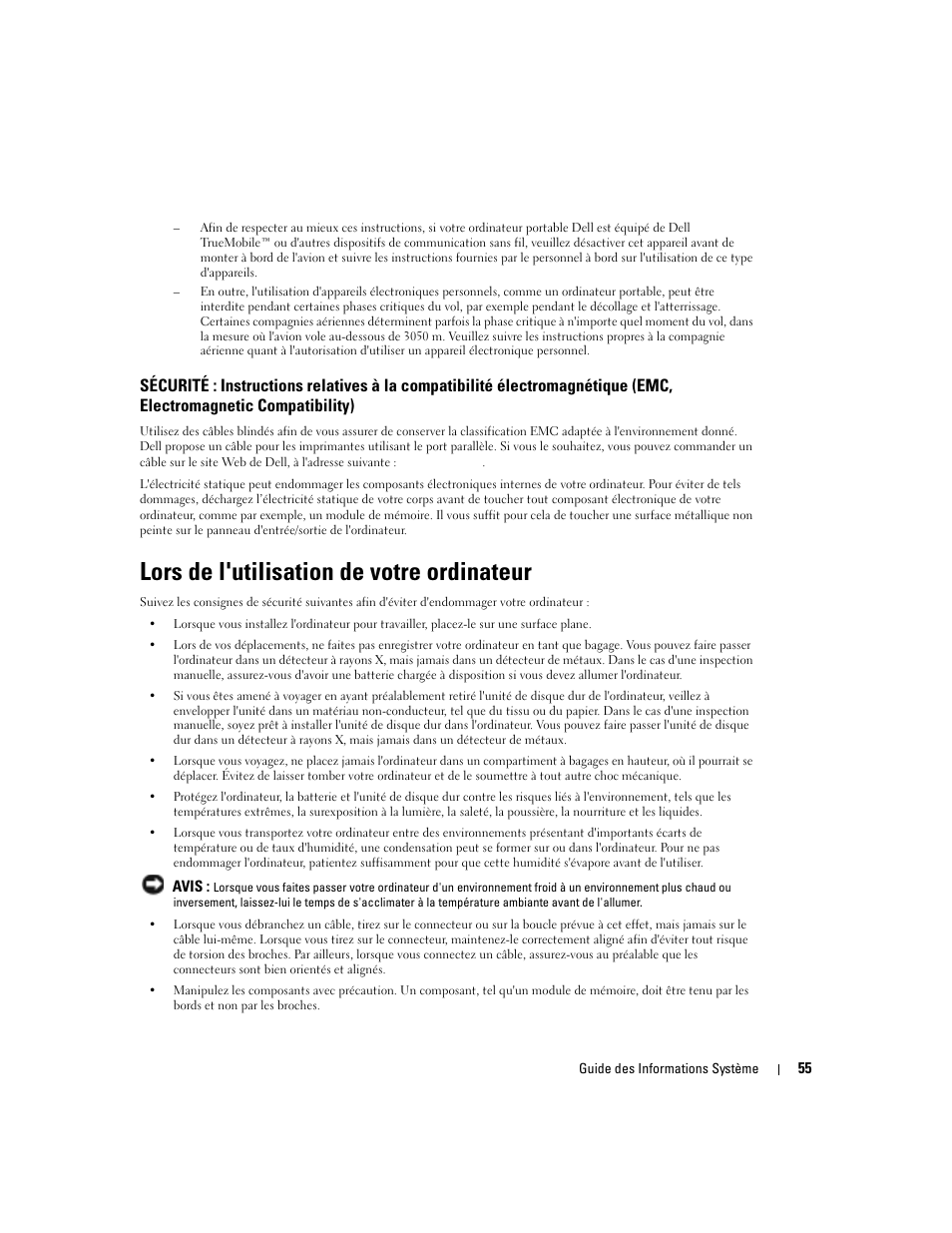 Lors de l'utilisation de votre ordinateur | Dell Latitude D505 User Manual | Page 57 / 172