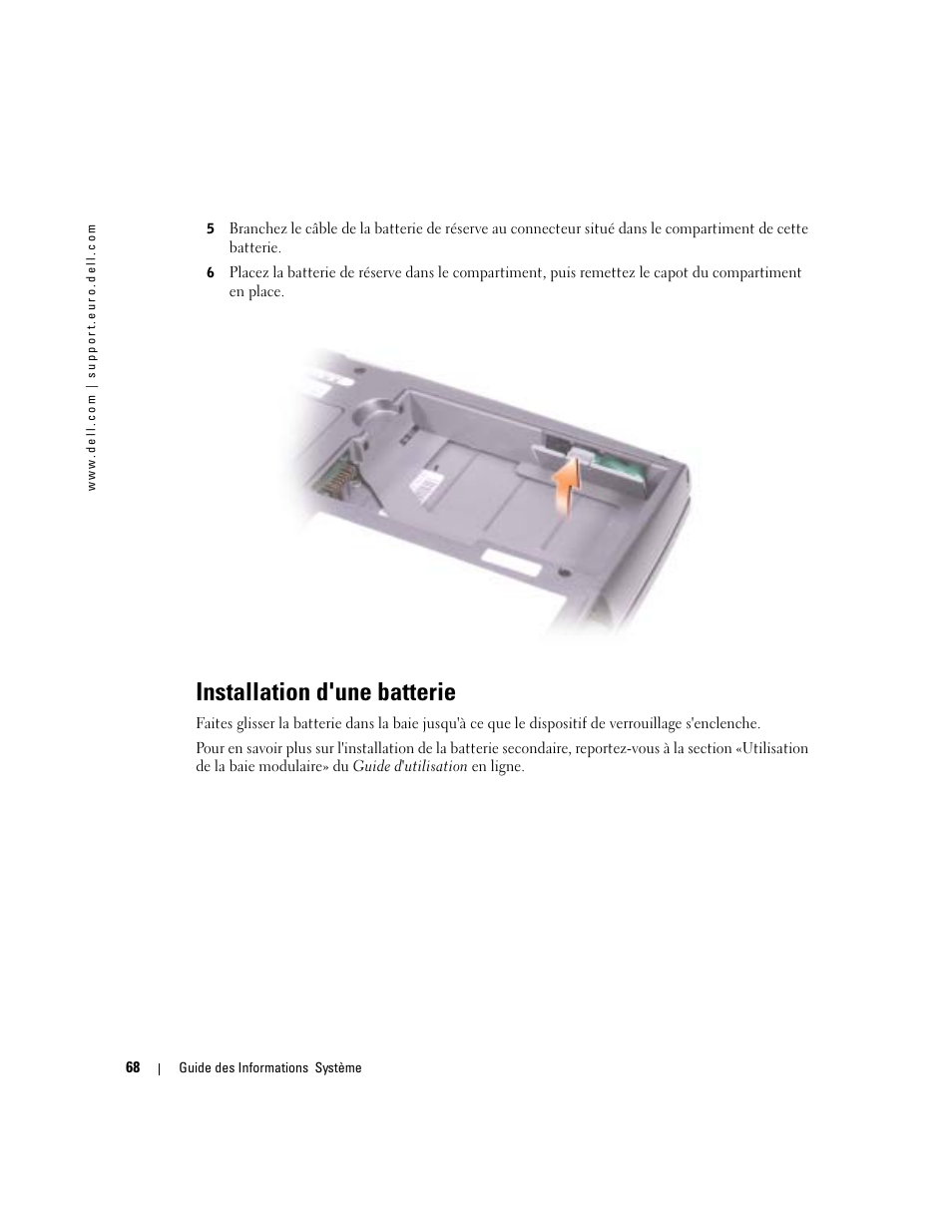 Installation d'une batterie | Dell Latitude D505 User Manual | Page 70 / 172