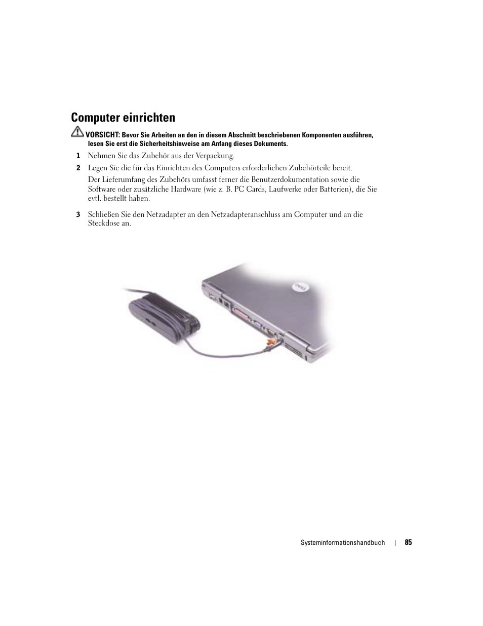 Computer einrichten | Dell Latitude D505 User Manual | Page 87 / 172