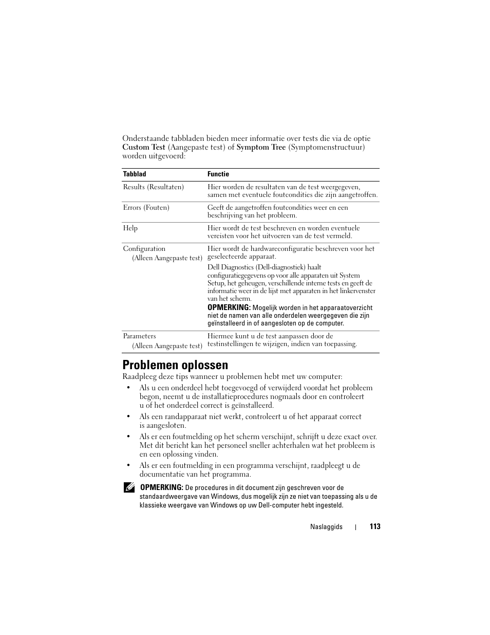 Problemen oplossen | Dell Precision T3400 (Late 2007) User Manual | Page 113 / 422