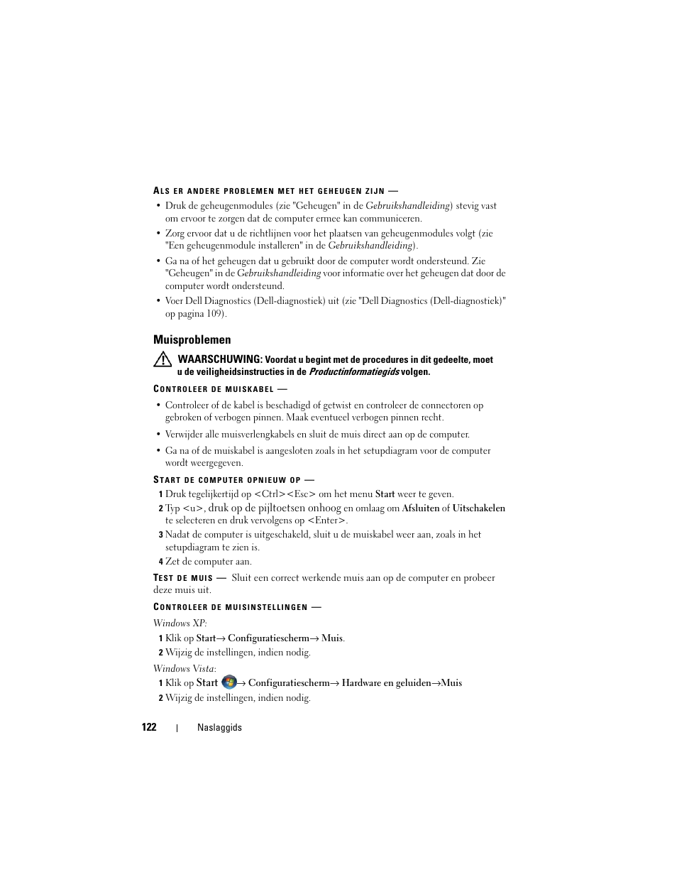 Muisproblemen | Dell Precision T3400 (Late 2007) User Manual | Page 122 / 422