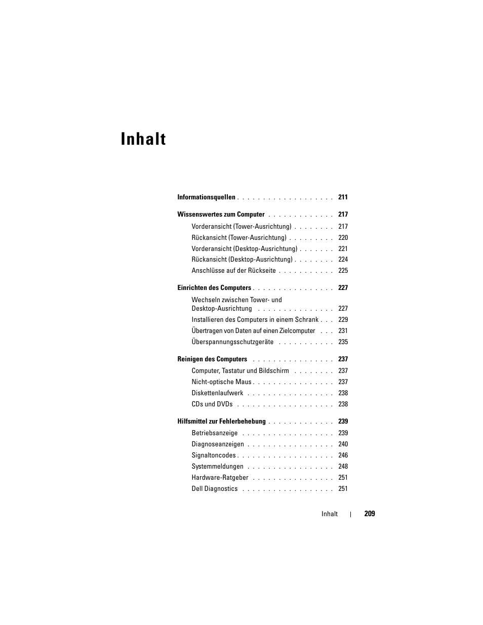 Inhalt | Dell Precision T3400 (Late 2007) User Manual | Page 209 / 422