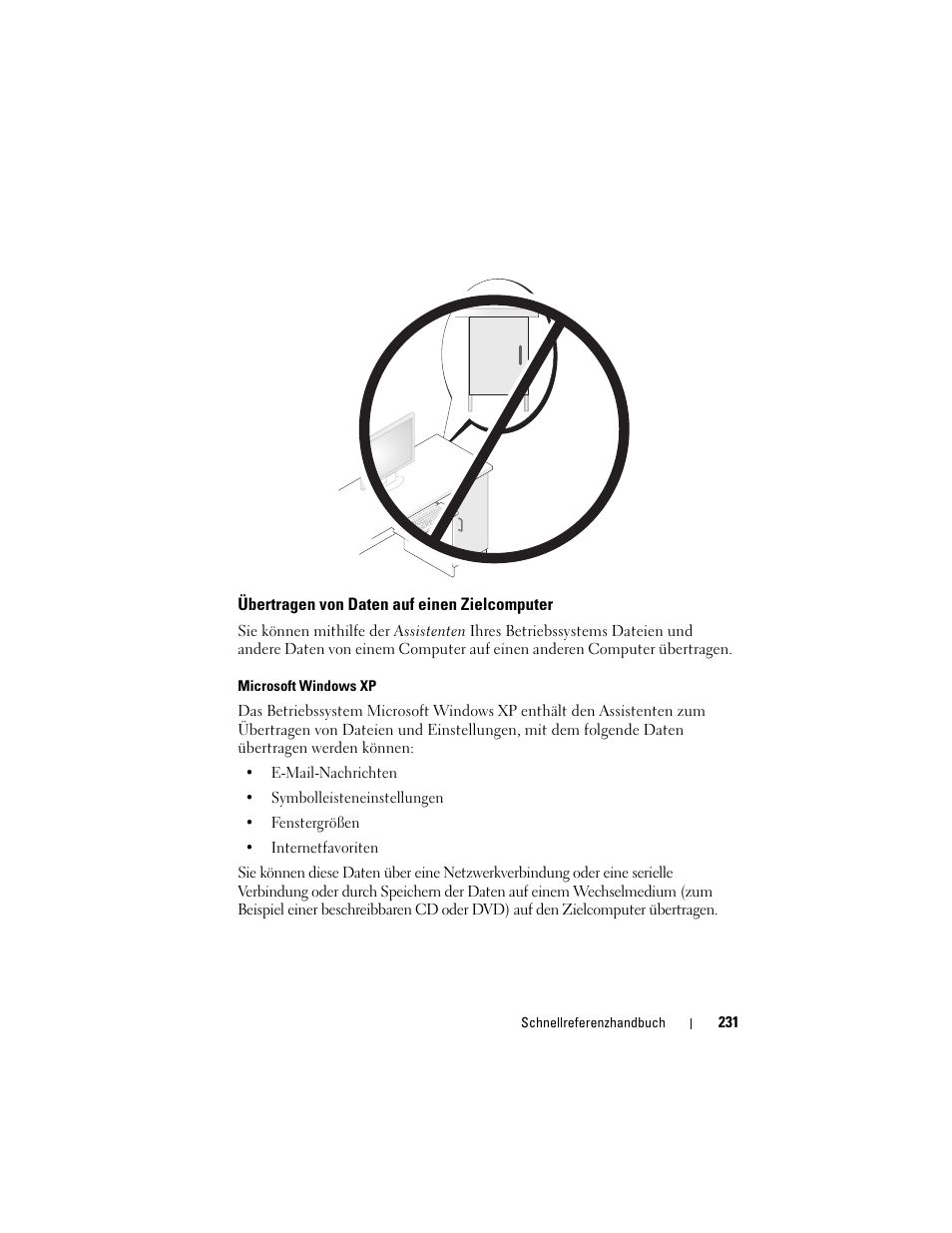 Übertragen von daten auf einen zielcomputer | Dell Precision T3400 (Late 2007) User Manual | Page 231 / 422