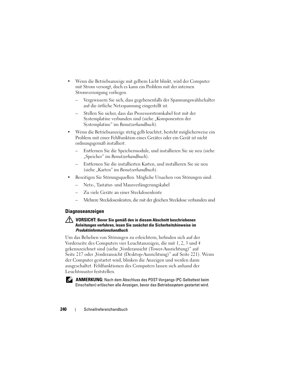 Diagnoseanzeigen | Dell Precision T3400 (Late 2007) User Manual | Page 240 / 422