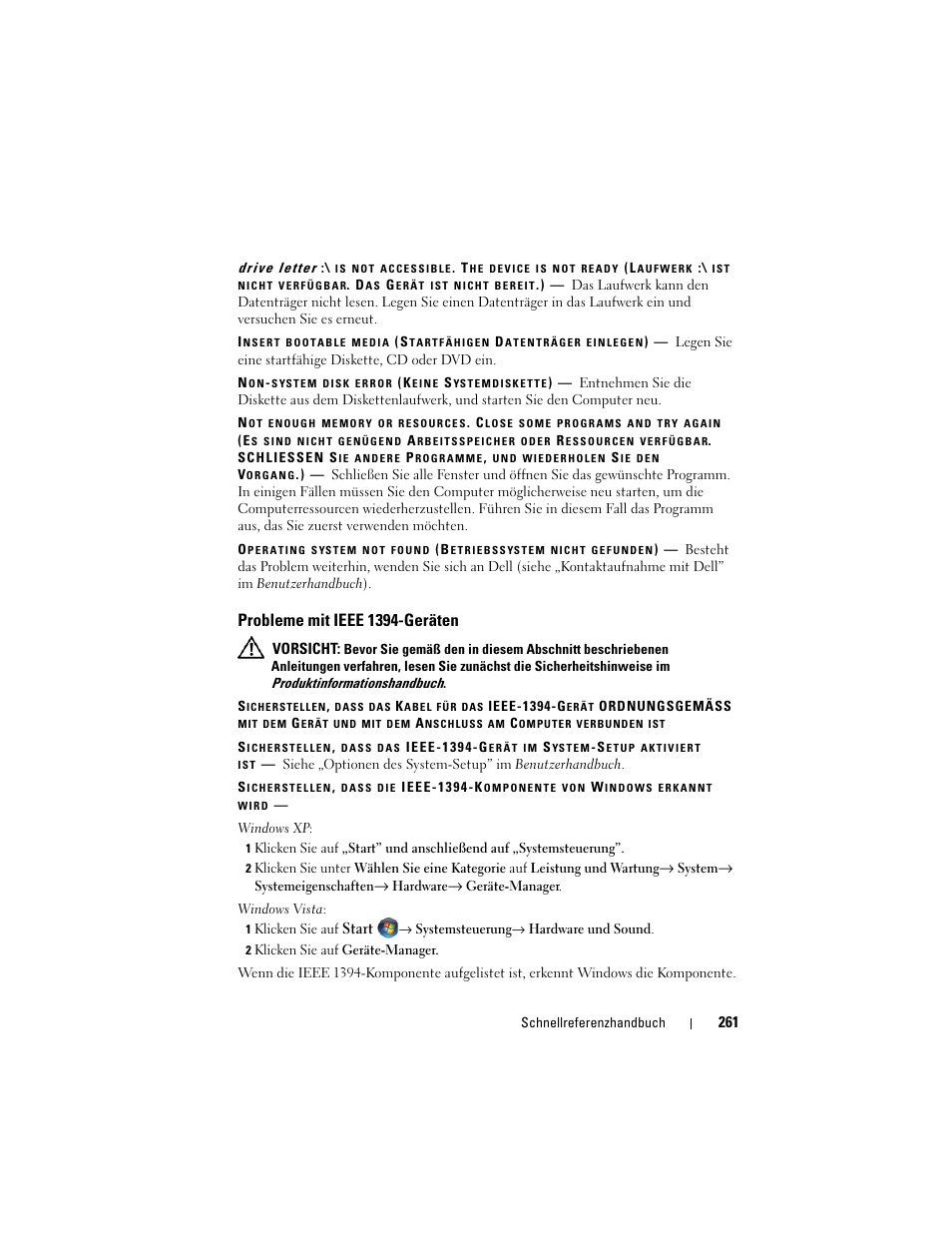 Probleme mit ieee 1394-geräten | Dell Precision T3400 (Late 2007) User Manual | Page 261 / 422