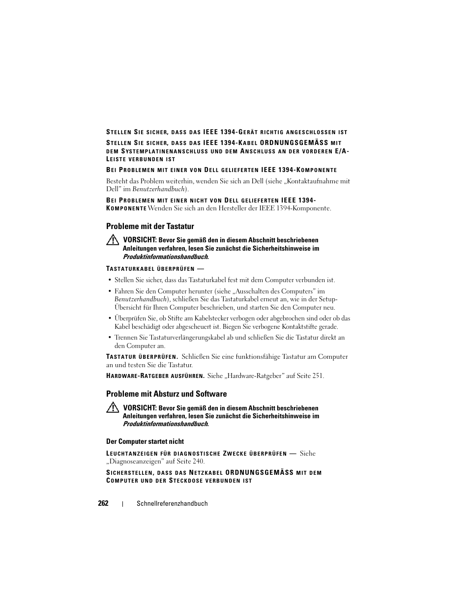 Probleme mit der tastatur, Probleme mit absturz und software | Dell Precision T3400 (Late 2007) User Manual | Page 262 / 422