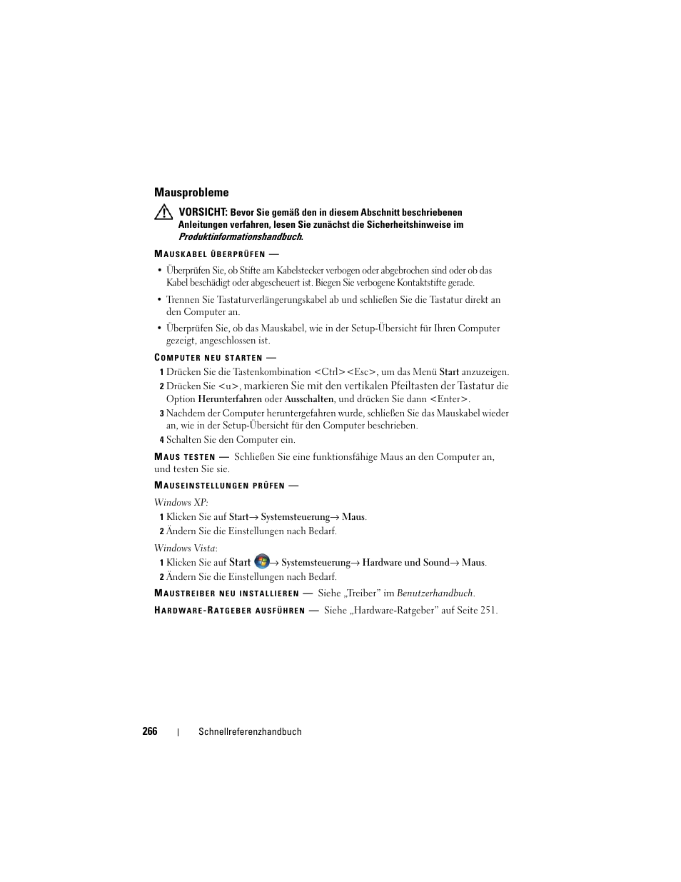 Mausprobleme | Dell Precision T3400 (Late 2007) User Manual | Page 266 / 422