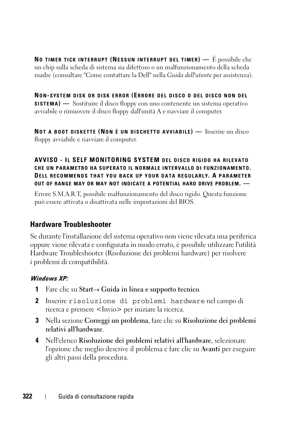 Hardware troubleshooter | Dell Precision T3400 (Late 2007) User Manual | Page 322 / 422