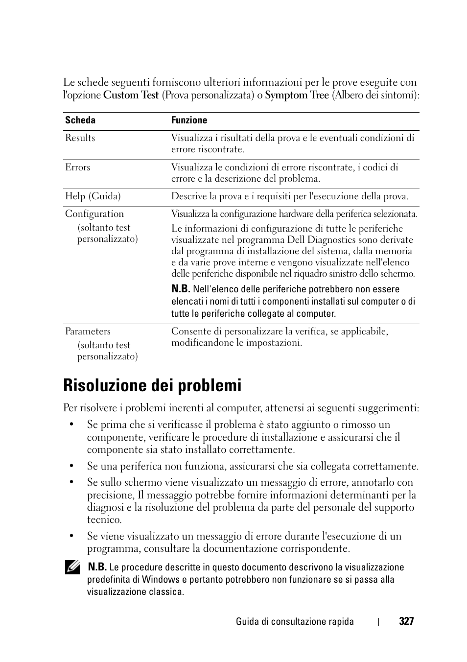 Risoluzione dei problemi | Dell Precision T3400 (Late 2007) User Manual | Page 327 / 422