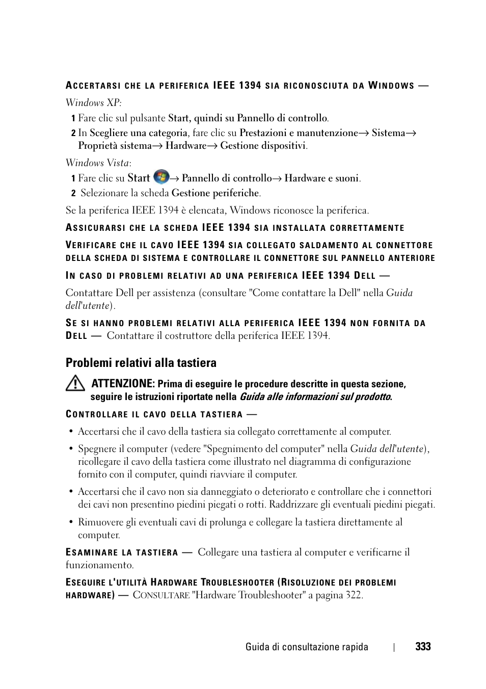 Problemi relativi alla tastiera | Dell Precision T3400 (Late 2007) User Manual | Page 333 / 422