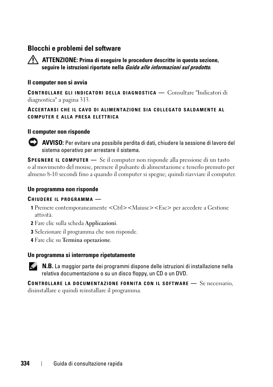 Blocchi e problemi del software | Dell Precision T3400 (Late 2007) User Manual | Page 334 / 422