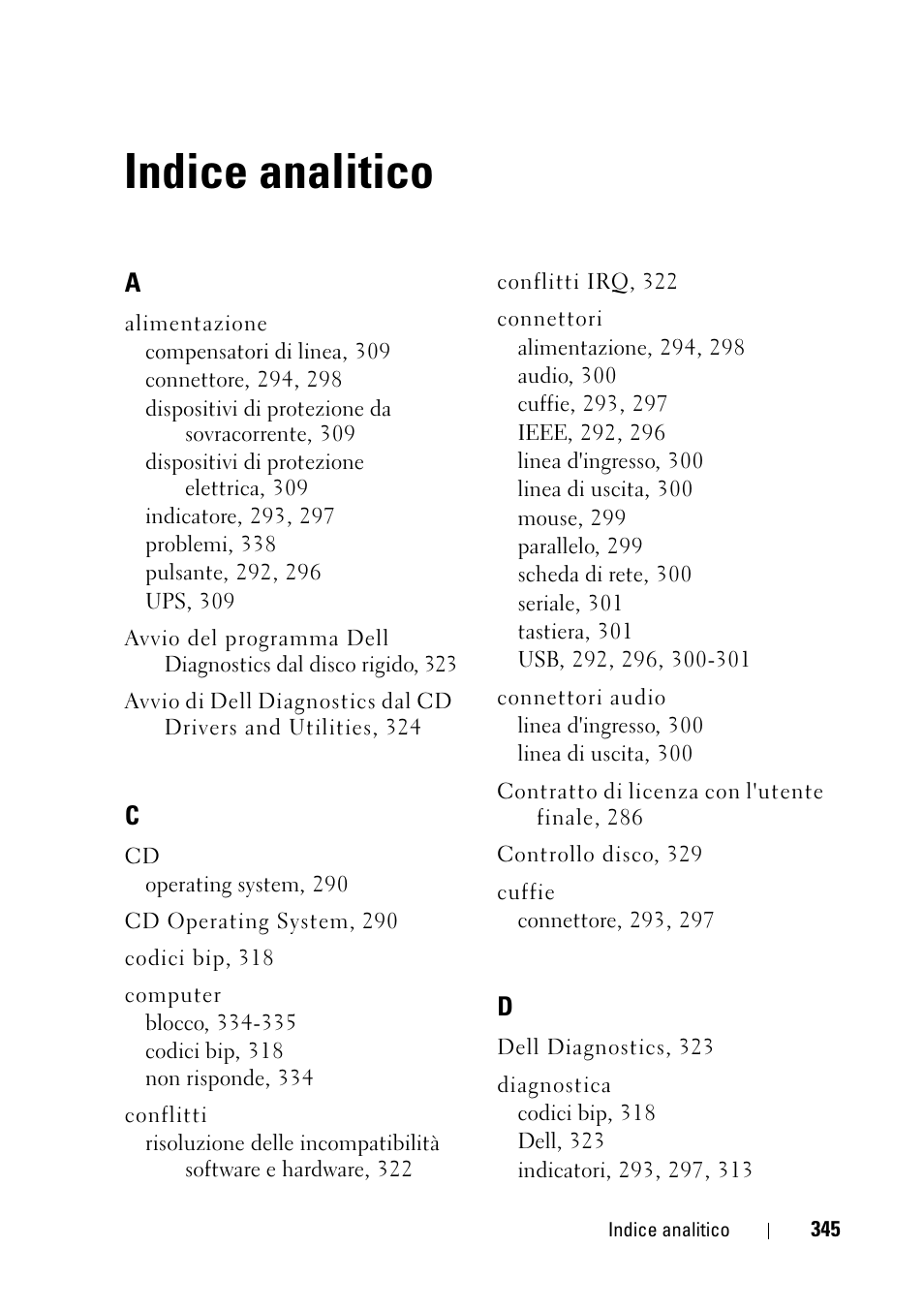 Indice analitico | Dell Precision T3400 (Late 2007) User Manual | Page 345 / 422
