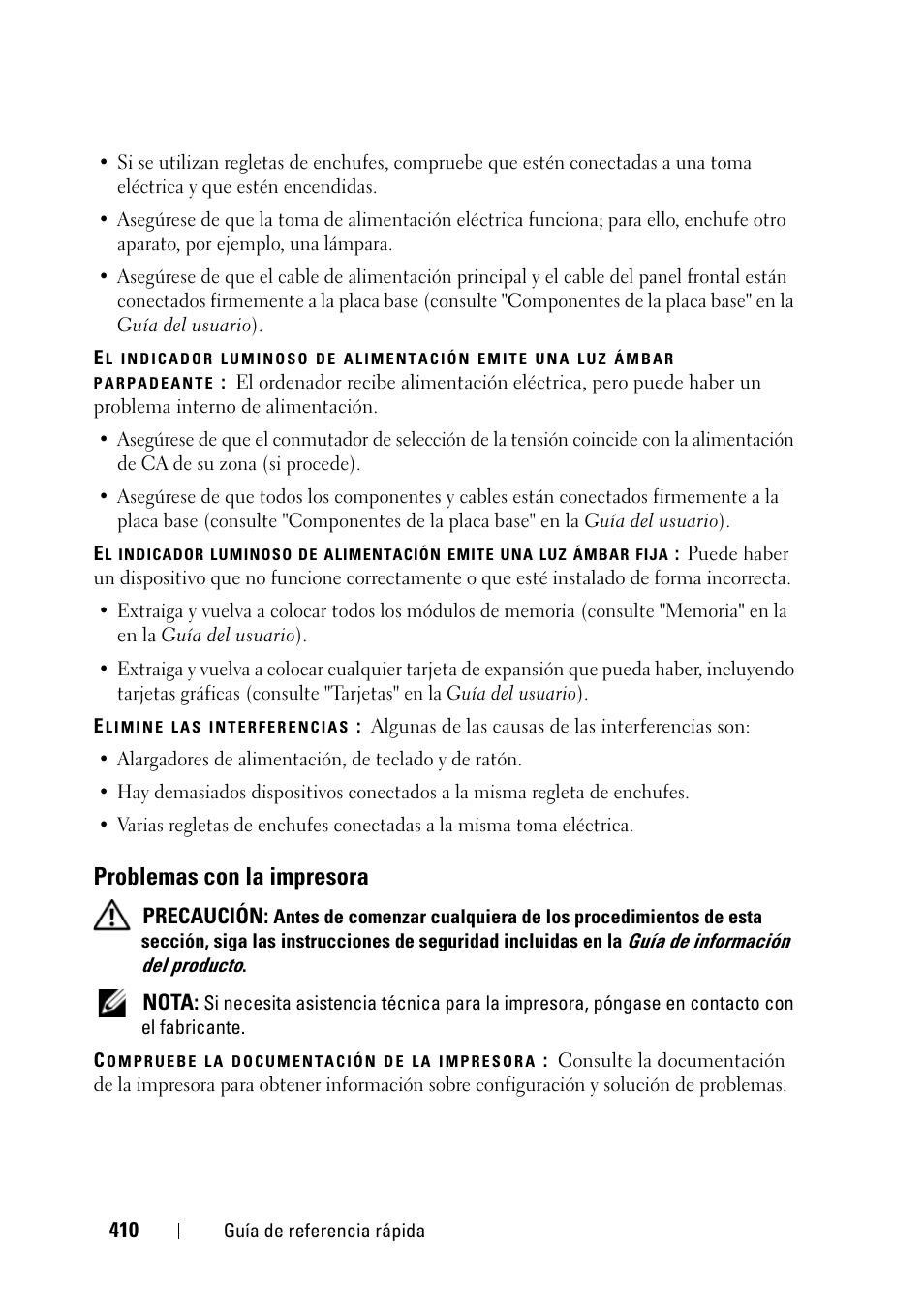 Problemas con la impresora | Dell Precision T3400 (Late 2007) User Manual | Page 410 / 422