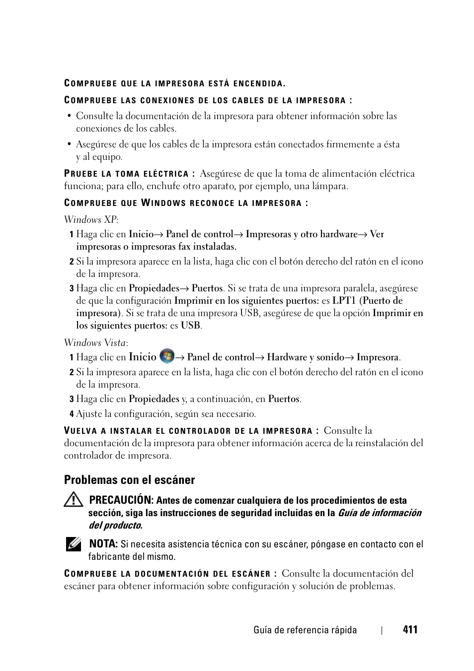 Problemas con el escáner | Dell Precision T3400 (Late 2007) User Manual | Page 411 / 422