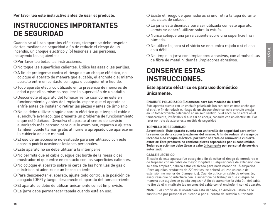 Instrucciones importantes de seguridad, Conserve estas instrucciones | Black & Decker DLX850B User Manual | Page 6 / 15