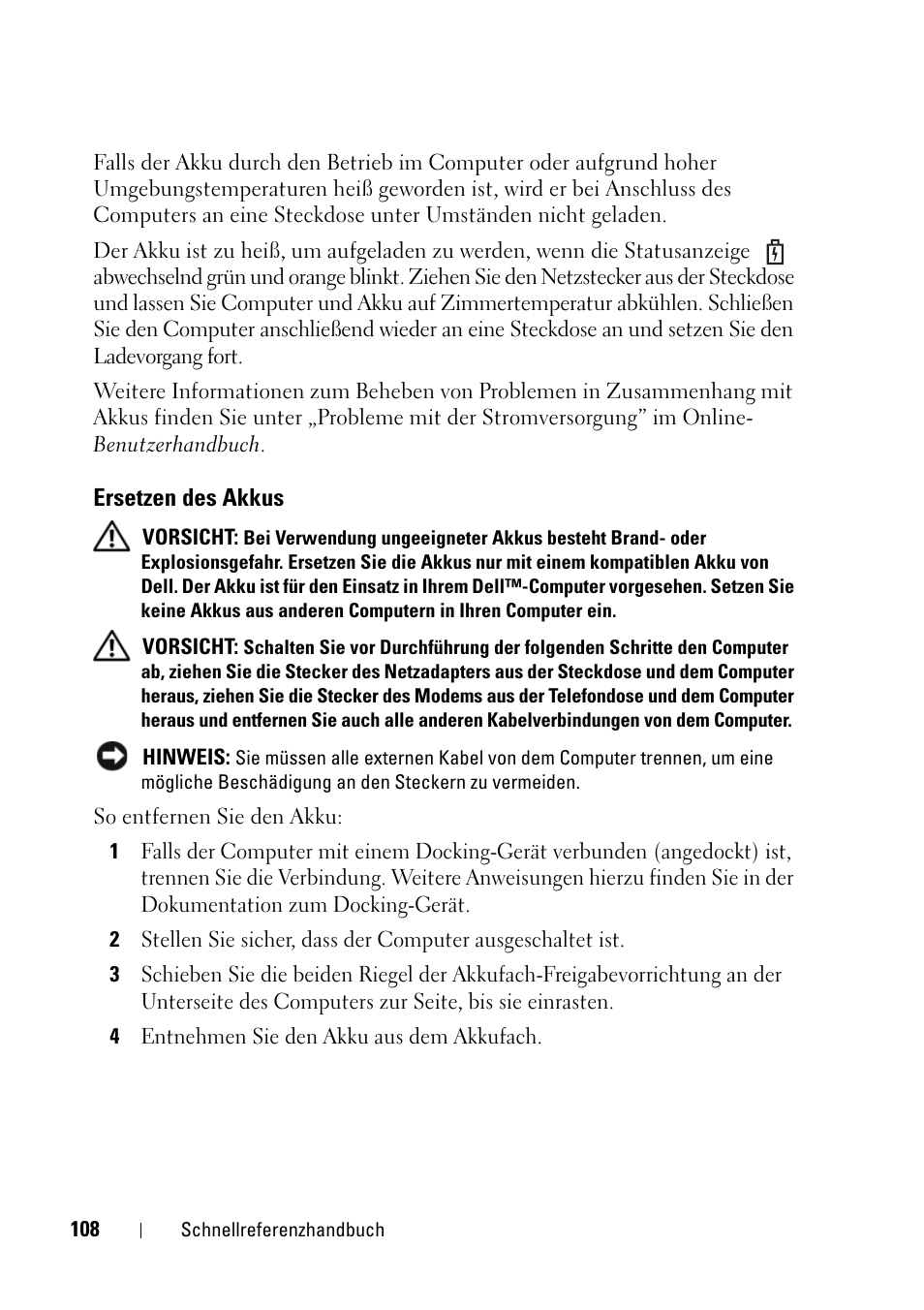 Ersetzen des akkus | Dell Latitude D430 (Mid 2007) User Manual | Page 108 / 176
