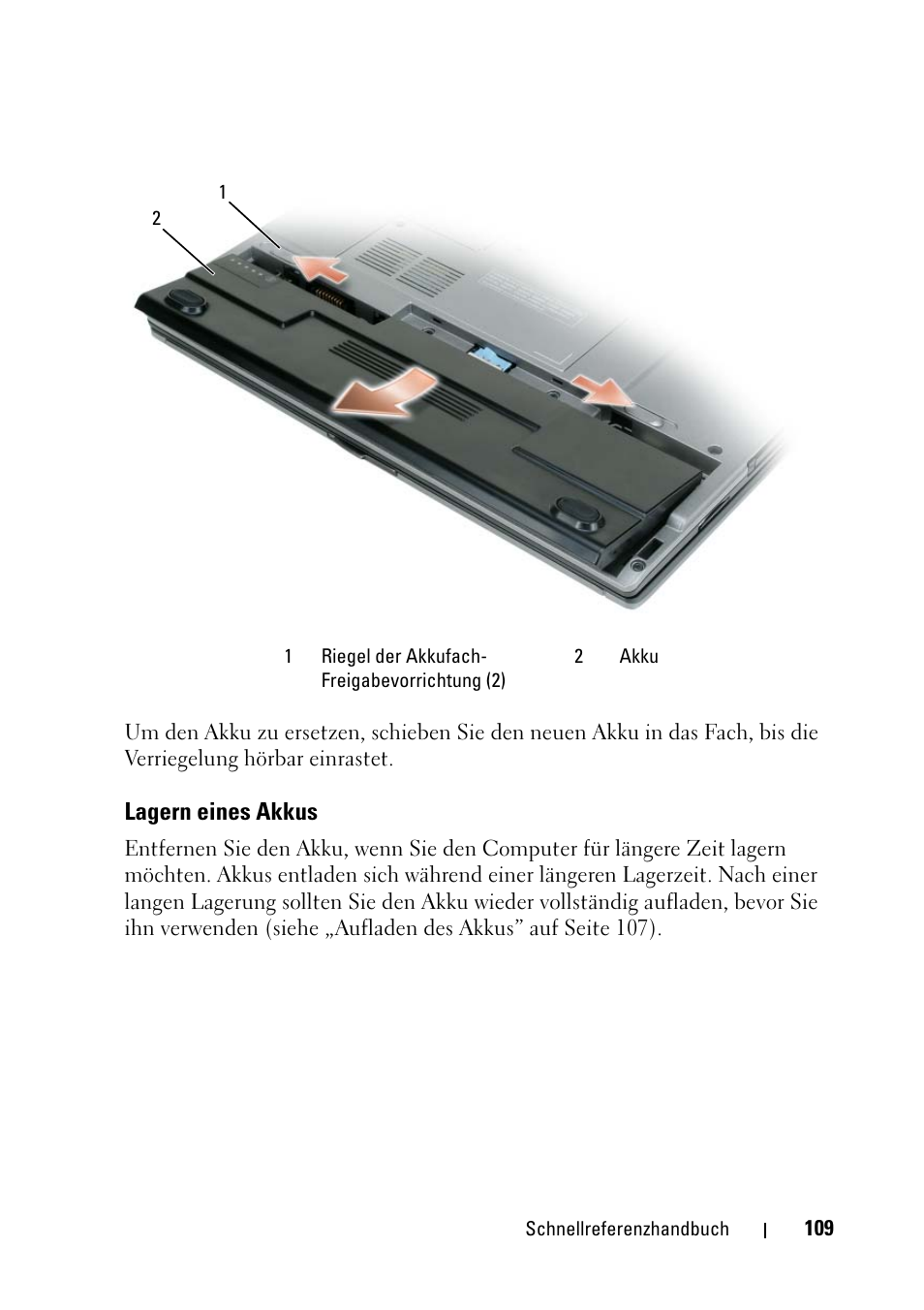 Lagern eines akkus | Dell Latitude D430 (Mid 2007) User Manual | Page 109 / 176