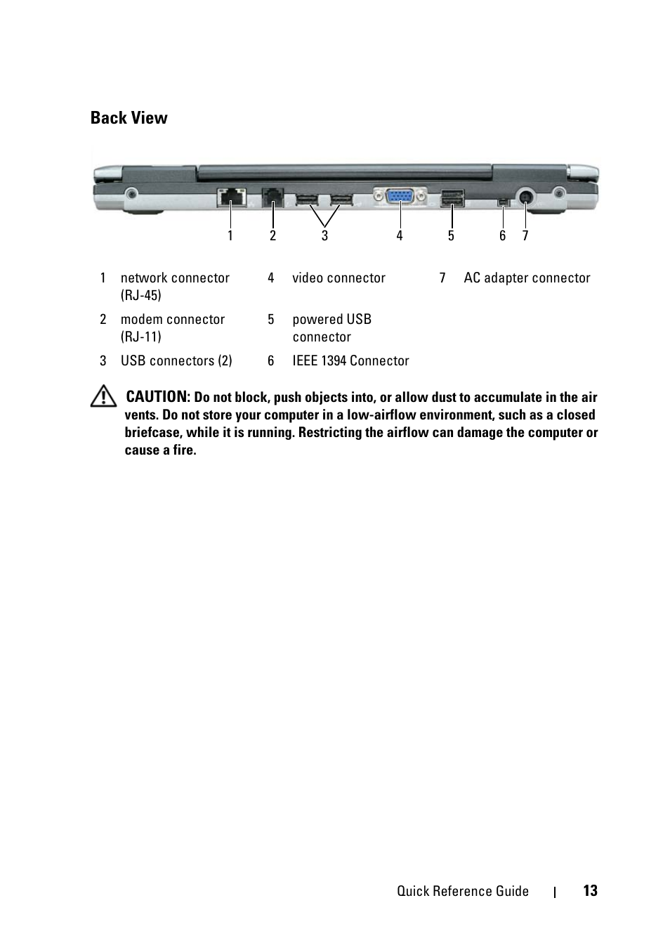 Back view | Dell Latitude D430 (Mid 2007) User Manual | Page 13 / 176
