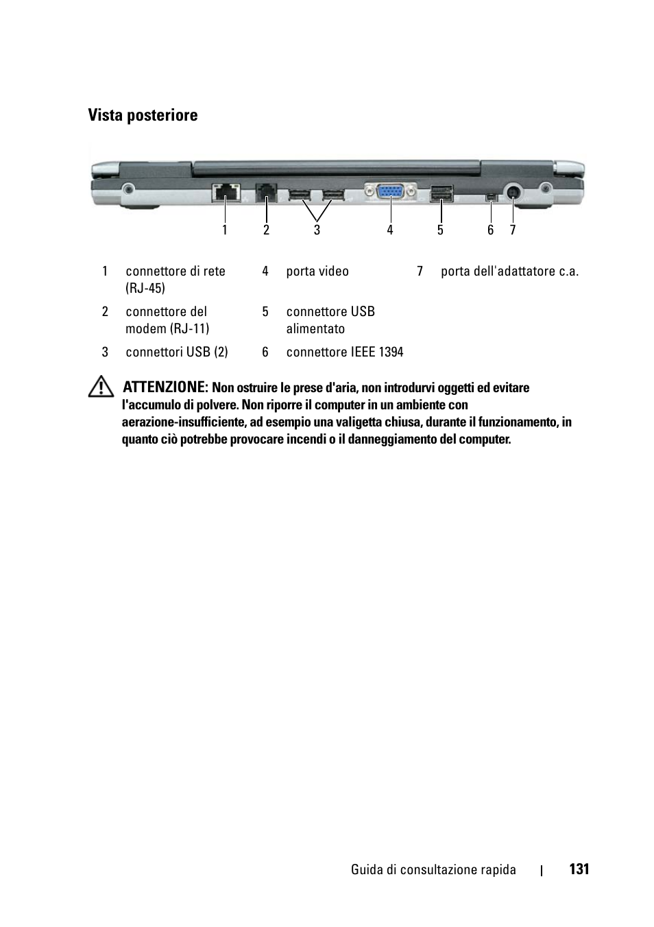 Vista posteriore | Dell Latitude D430 (Mid 2007) User Manual | Page 131 / 176